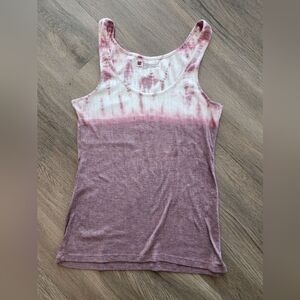 Lucky Brand Rose Pink and White Tie-Dye Tank Top
